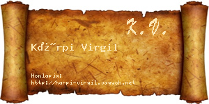 Kárpi Virgil névjegykártya